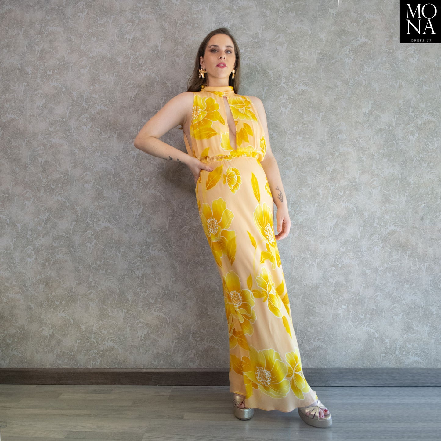 VESTIDO LARGO AZUCENA AMARILLO