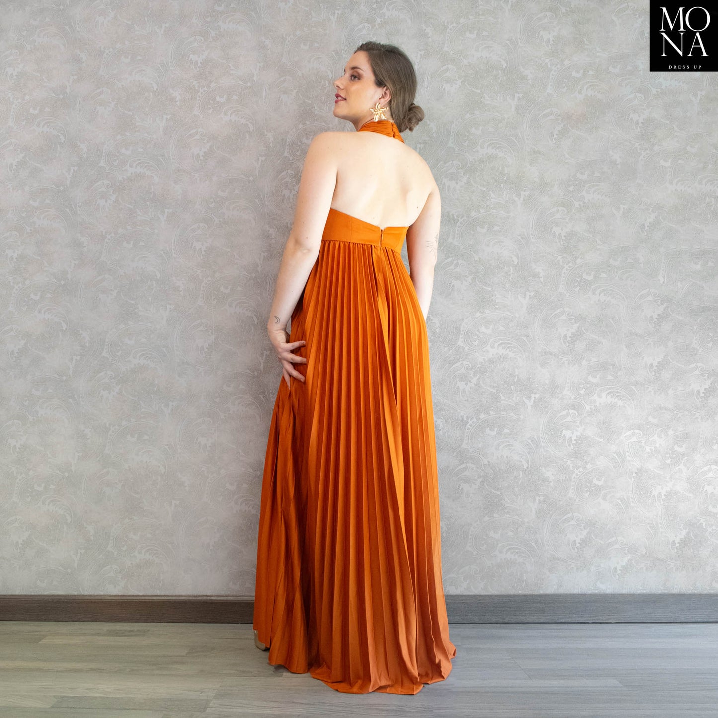 VESTIDO LARGO LOURDES NARANJO