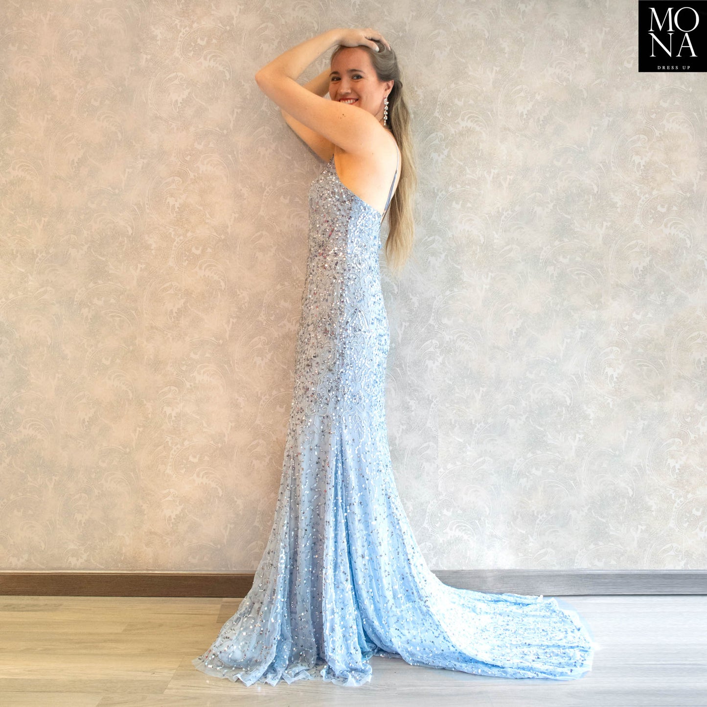 VESTIDO LARGO BERNARDITA CELESTE