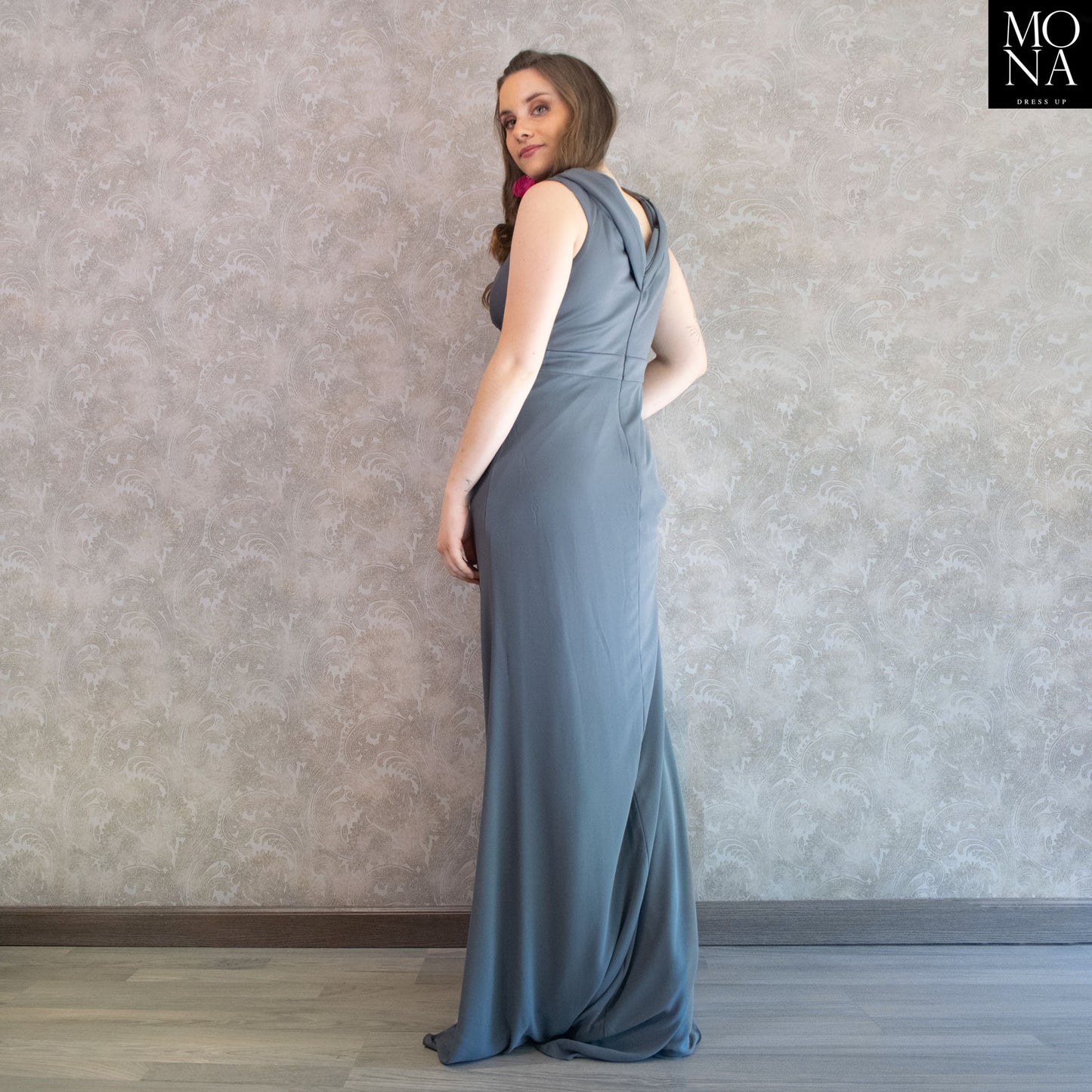 VESTIDO LARGO CONSUELO GRIS