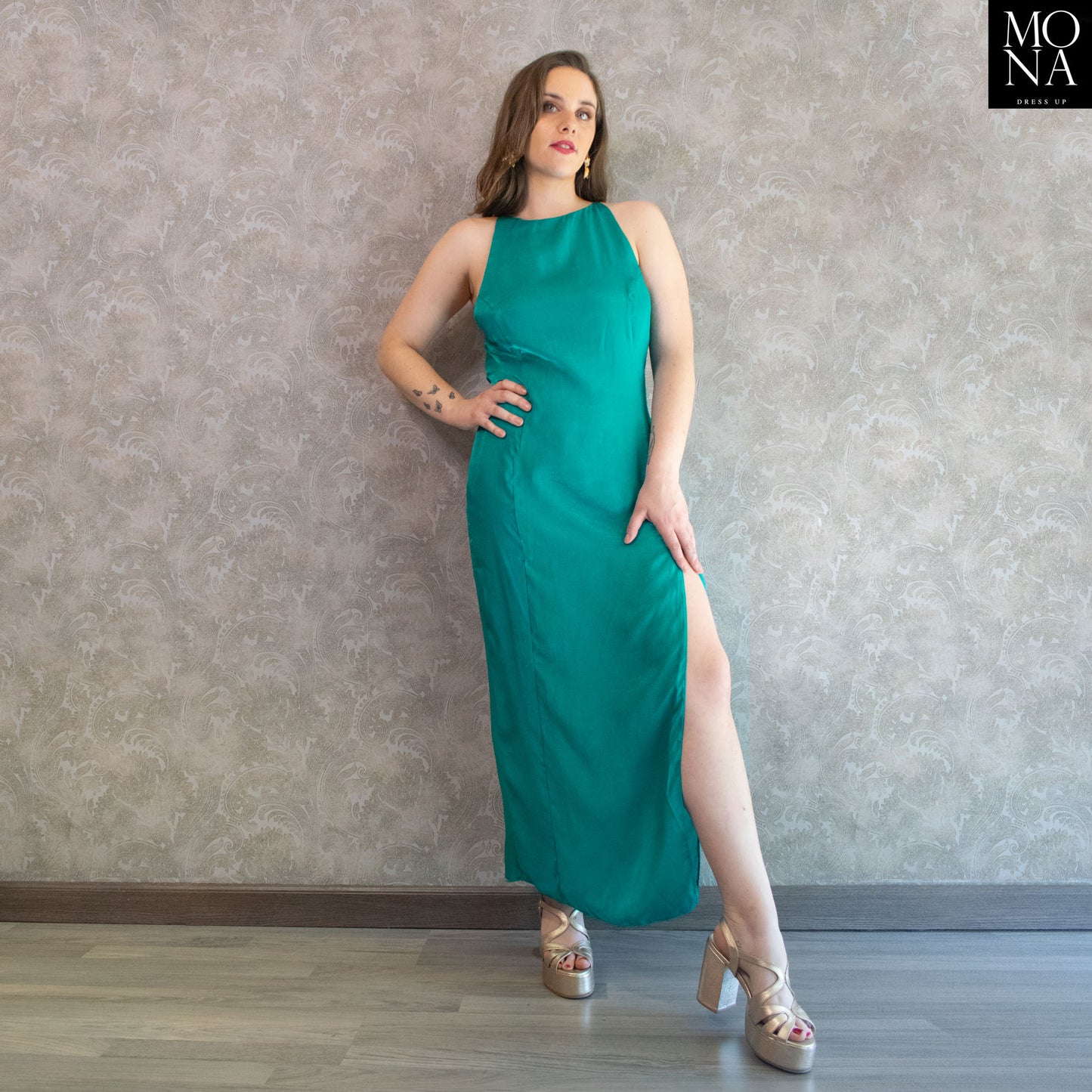 VESTIDO LARGO AMELIA TURQUESA