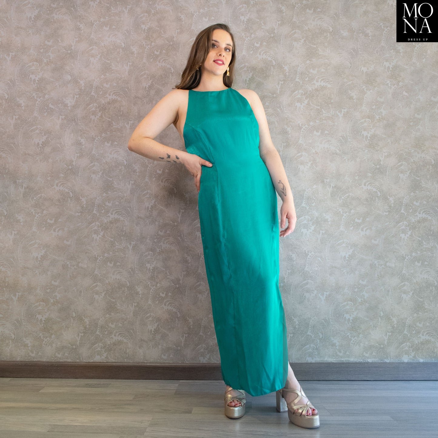 VESTIDO LARGO AMELIA TURQUESA