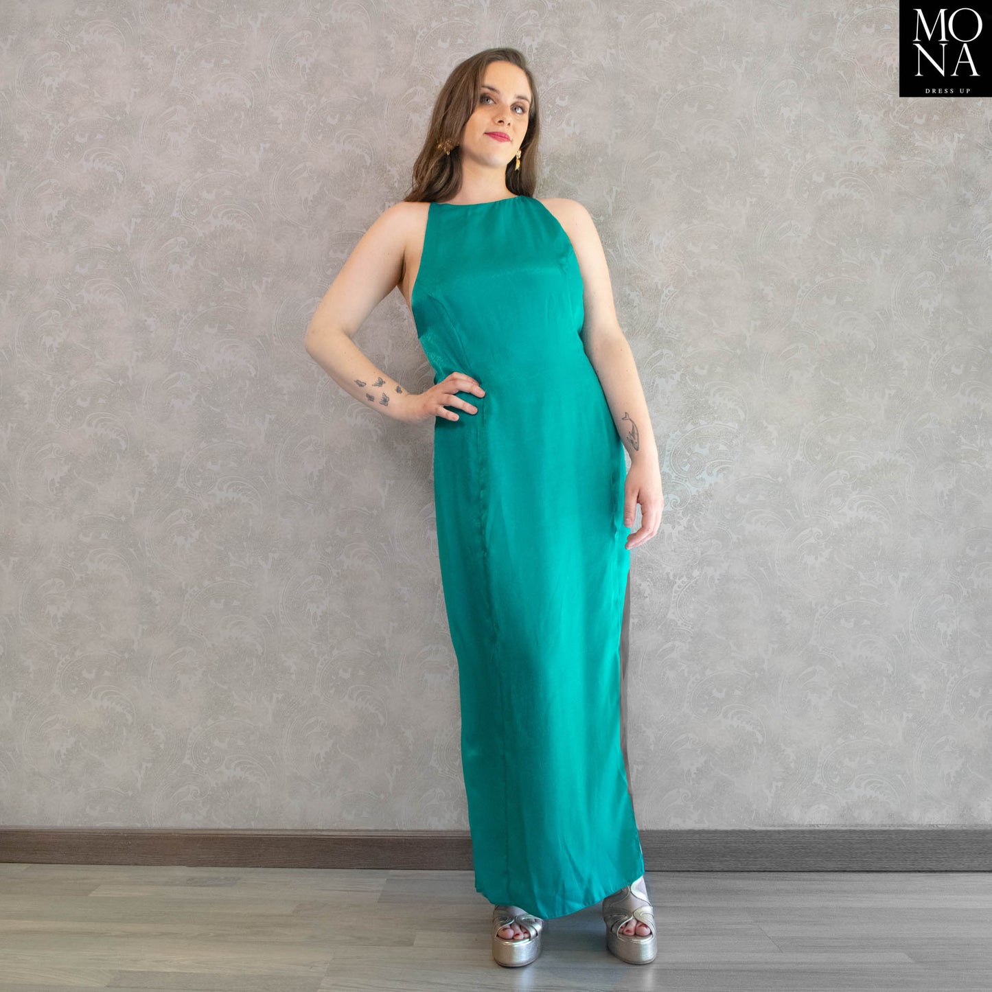 VESTIDO LARGO AMELIA TURQUESA