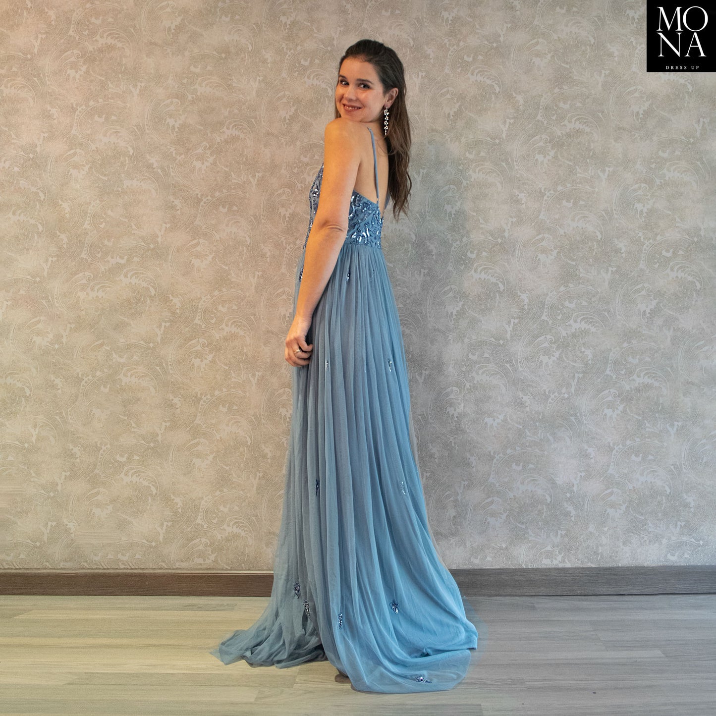 VESTIDO LARGO EMILIA AZUL VELA