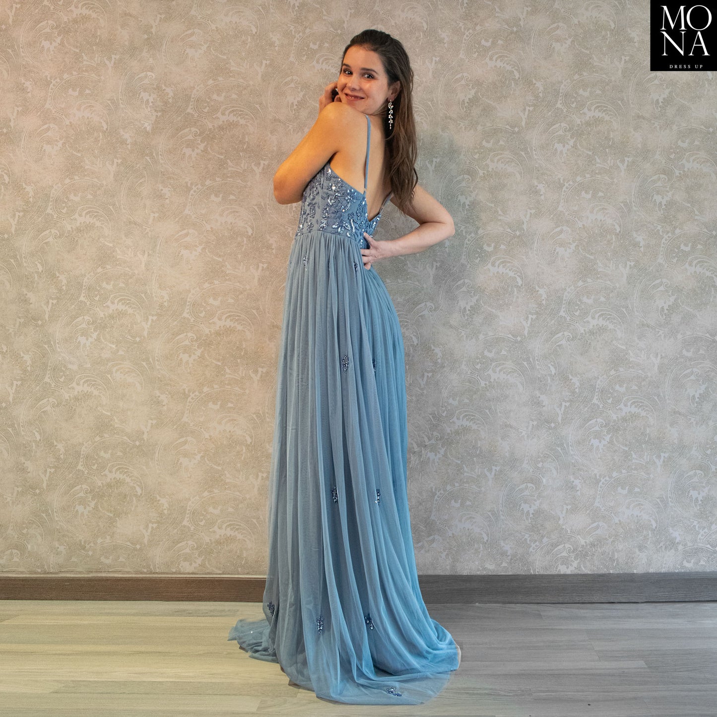 VESTIDO LARGO EMILIA AZUL VELA