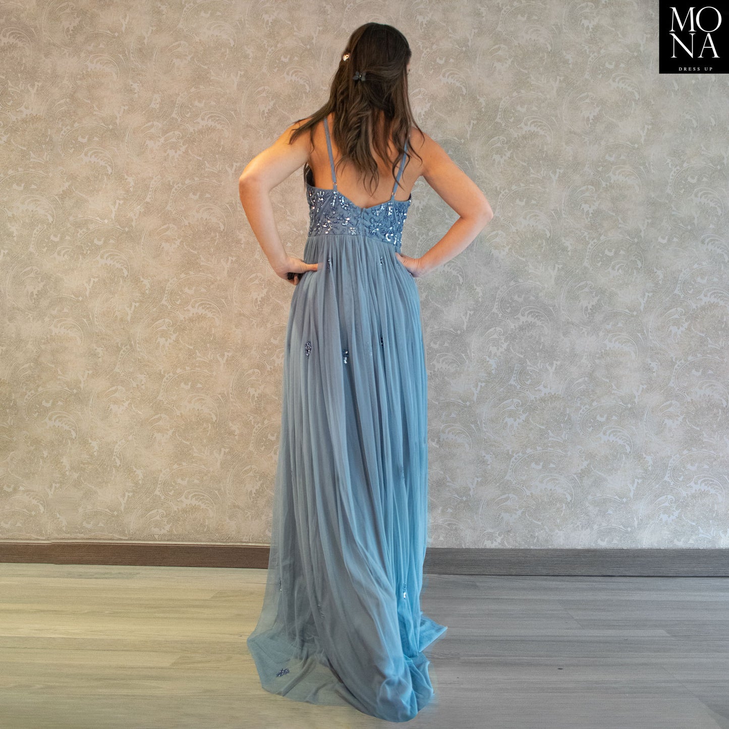 VESTIDO LARGO EMILIA AZUL VELA