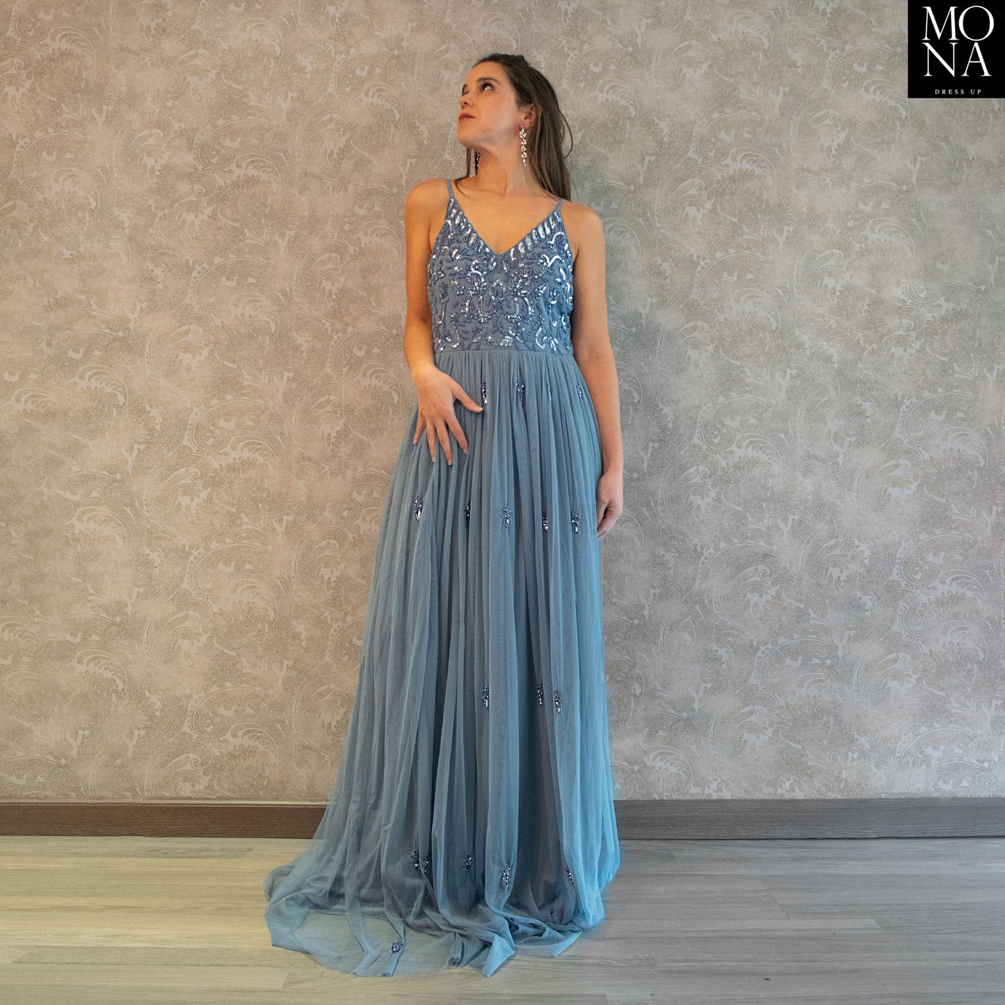 VESTIDO LARGO EMILIA AZUL VELA