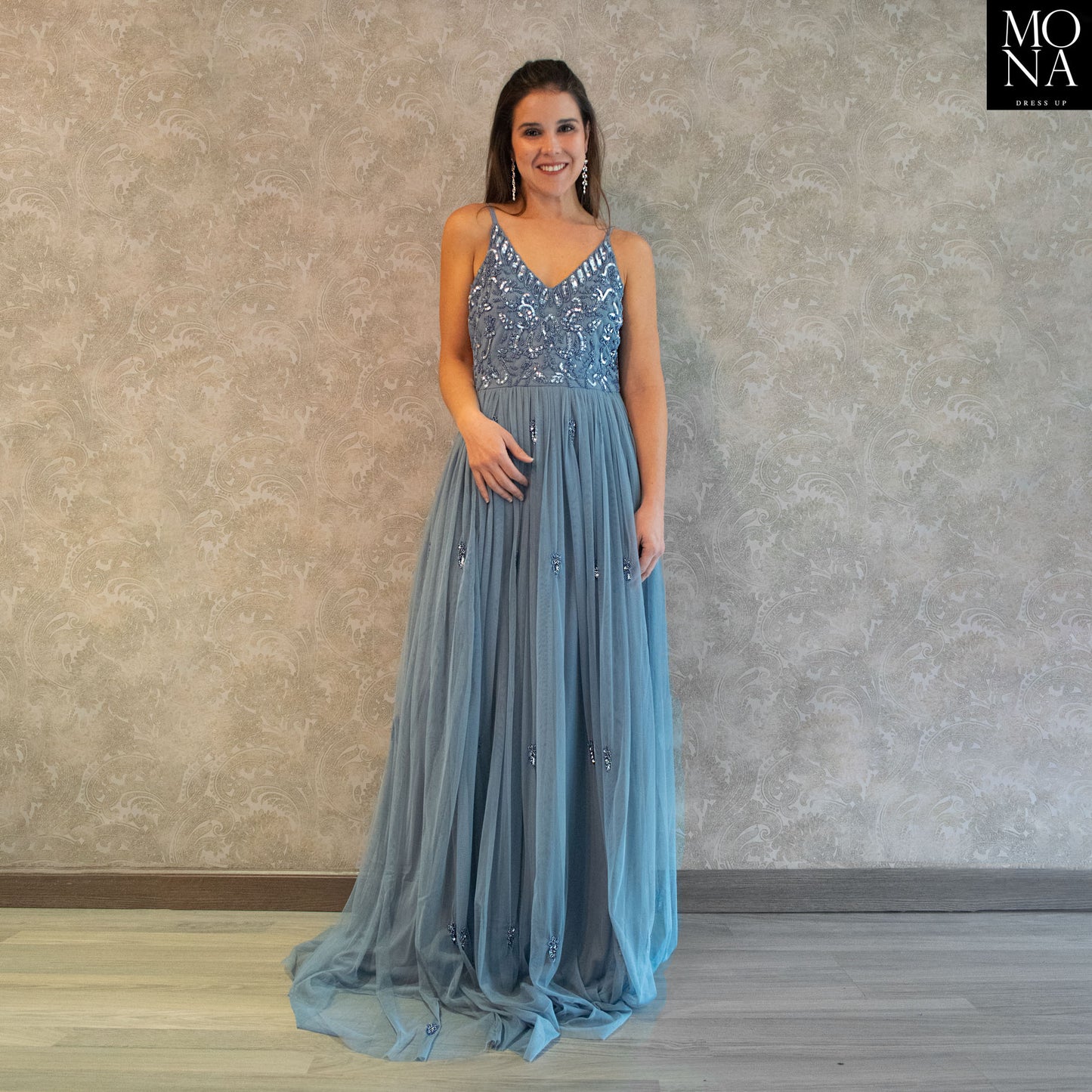 VESTIDO LARGO EMILIA AZUL VELA