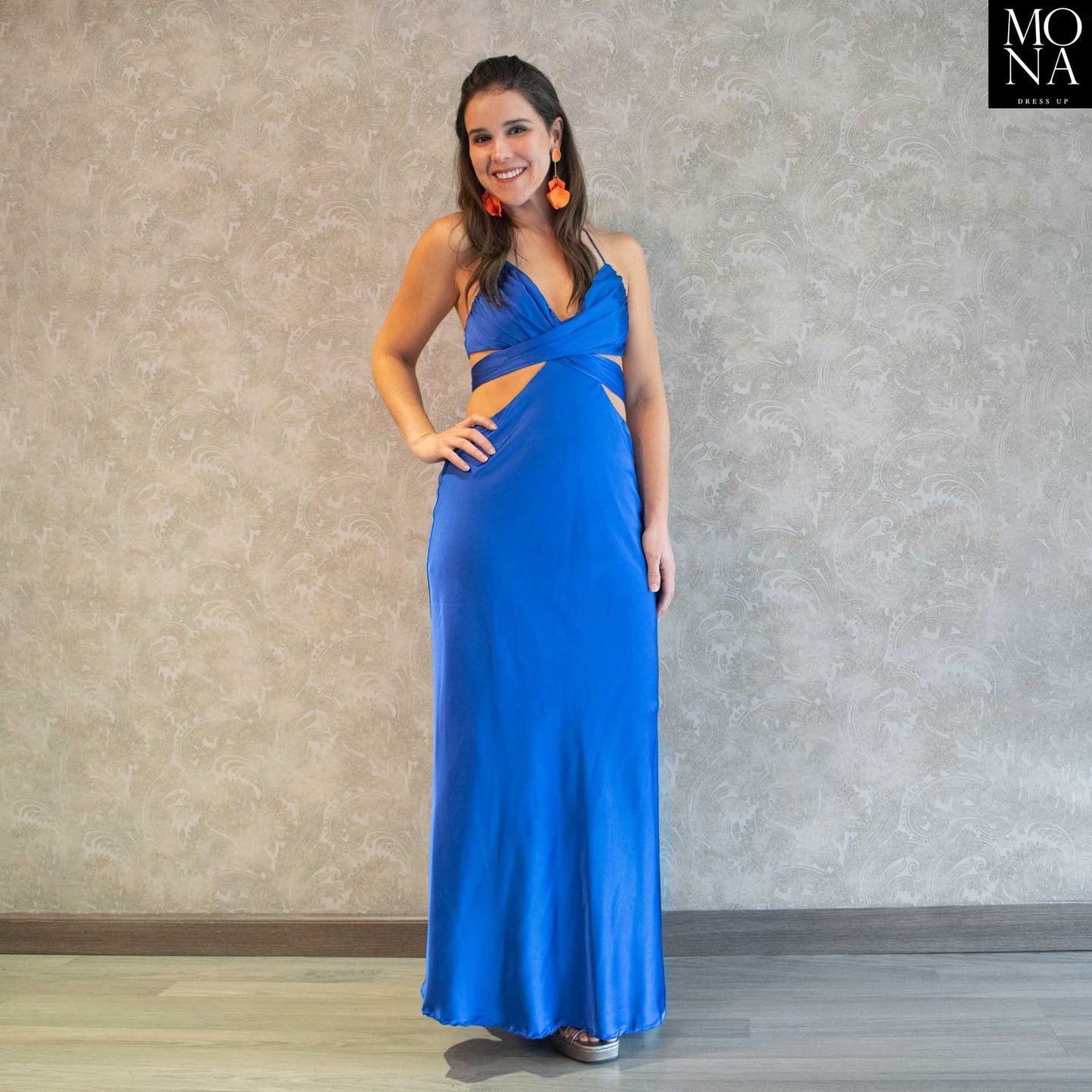 Vestido largo azulino