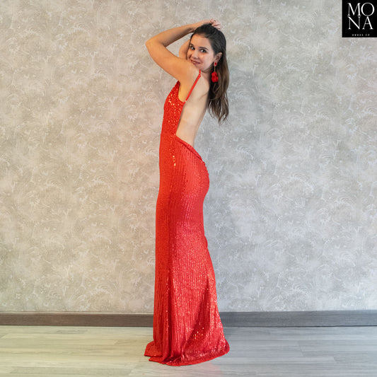 VESTIDO LARGO GABRIELA ROJO