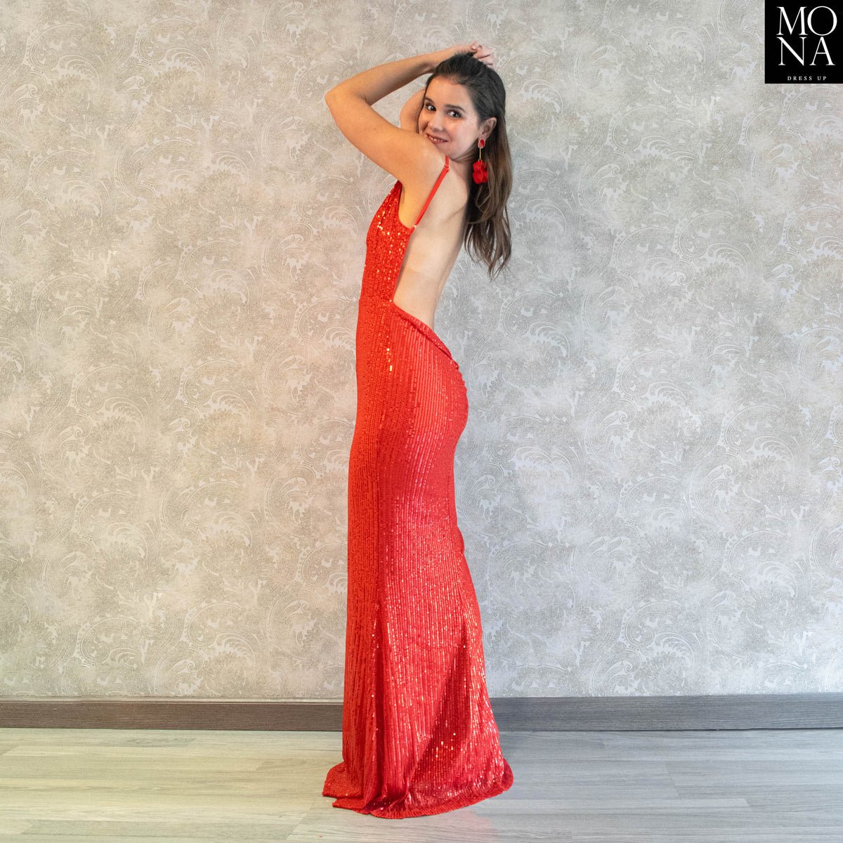 Vestido largo Gabriela rojo, foto 2 de 6