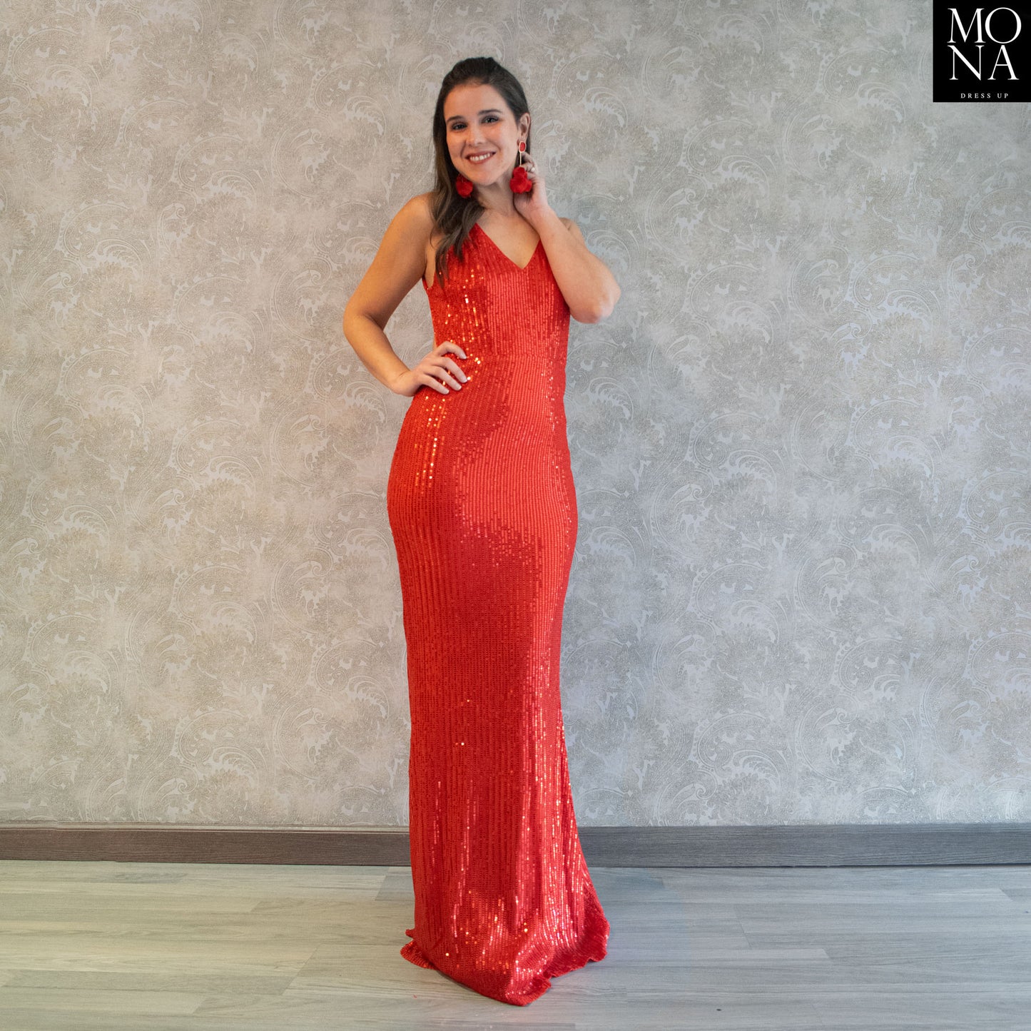 VESTIDO LARGO GABRIELA ROJO