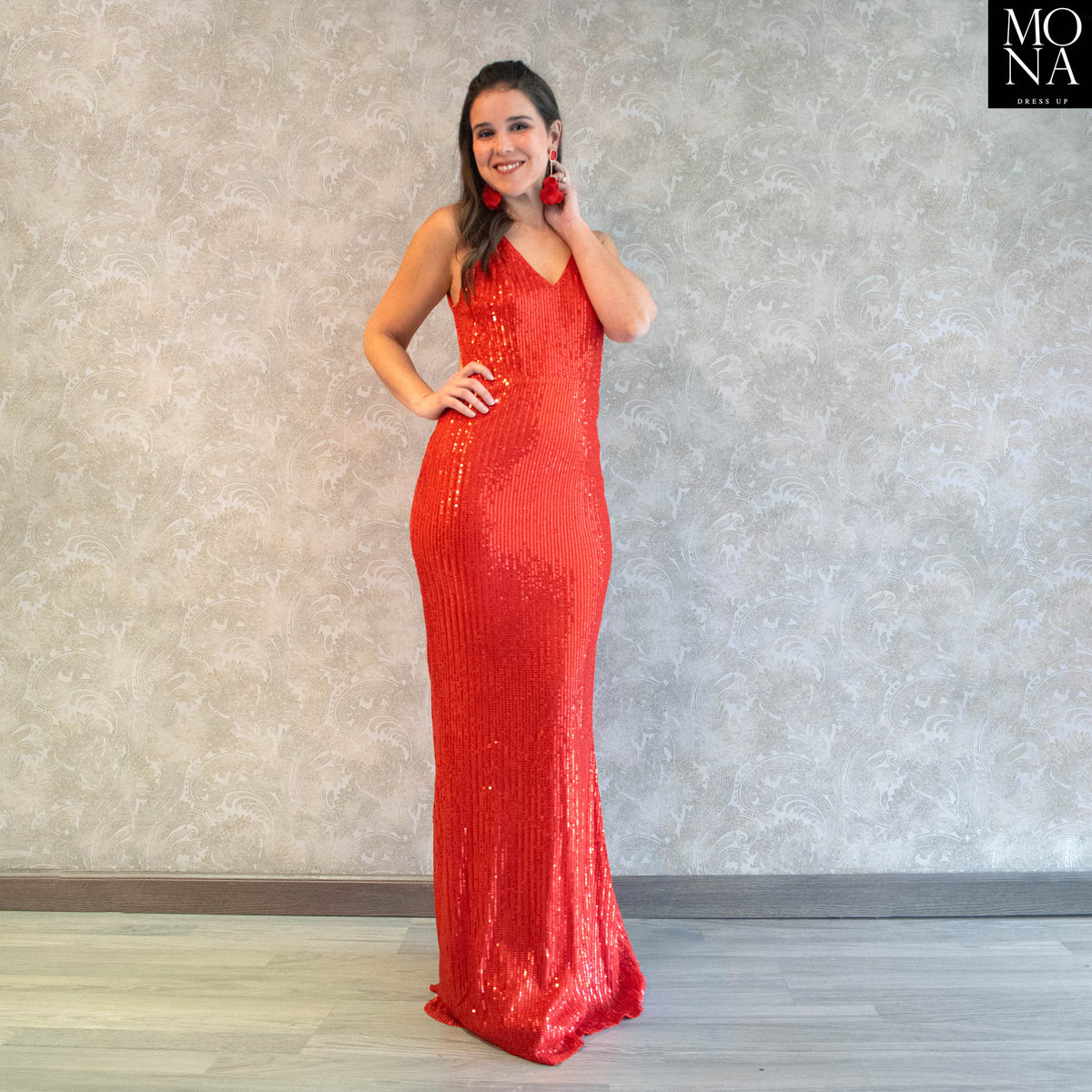 Vestido largo Gabriela rojo, foto 3 de 6