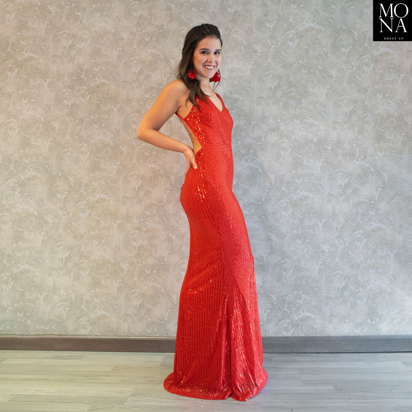 VESTIDO LARGO GABRIELA ROJO