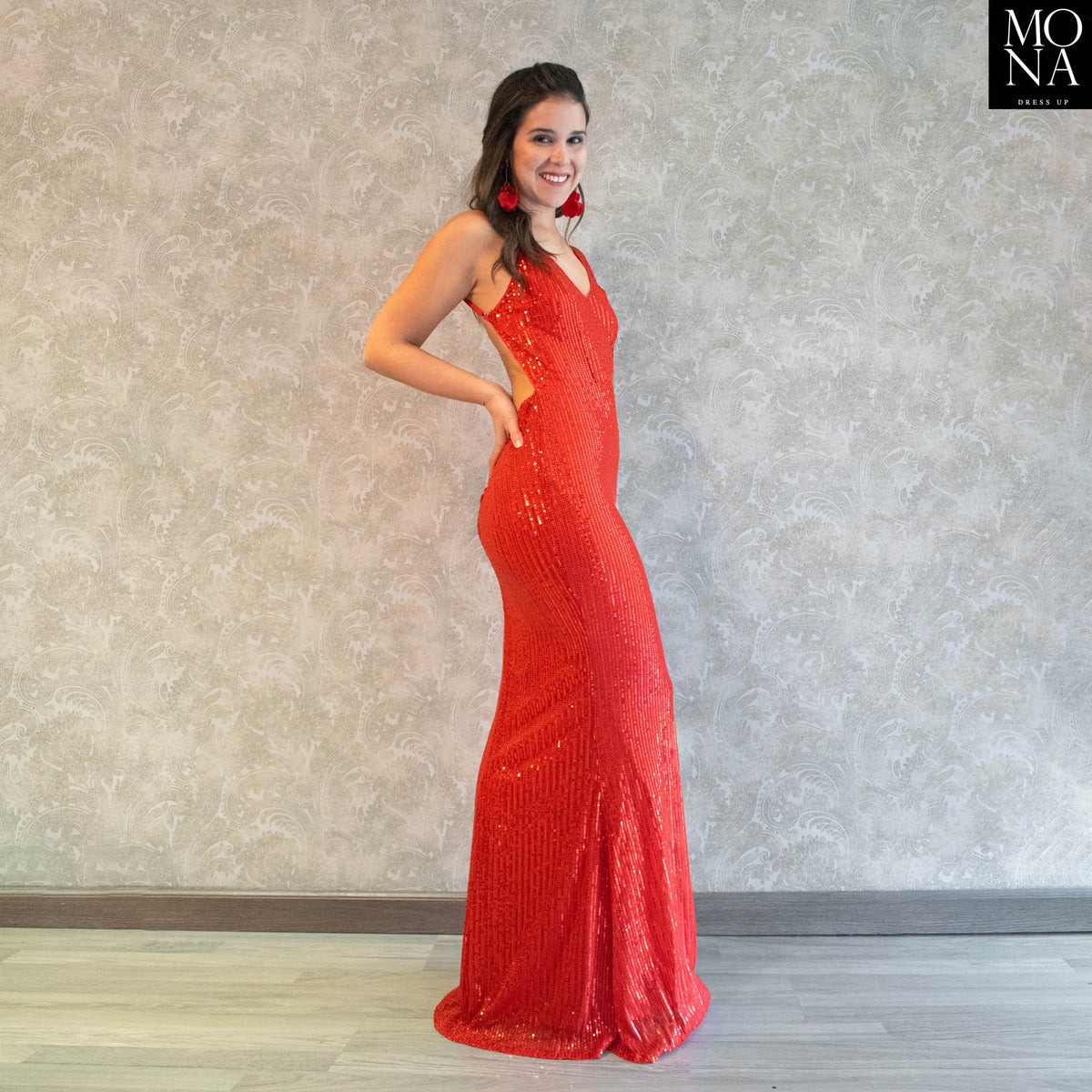 Vestido largo Gabriela rojo, foto 4 de 6