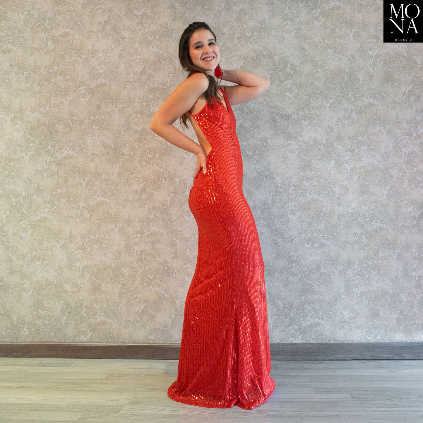 VESTIDO LARGO GABRIELA ROJO