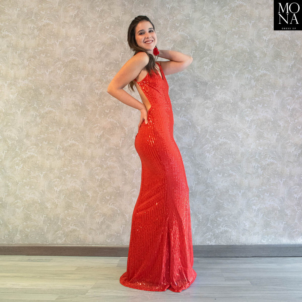 Vestido largo Gabriela rojo, foto 5 de 6