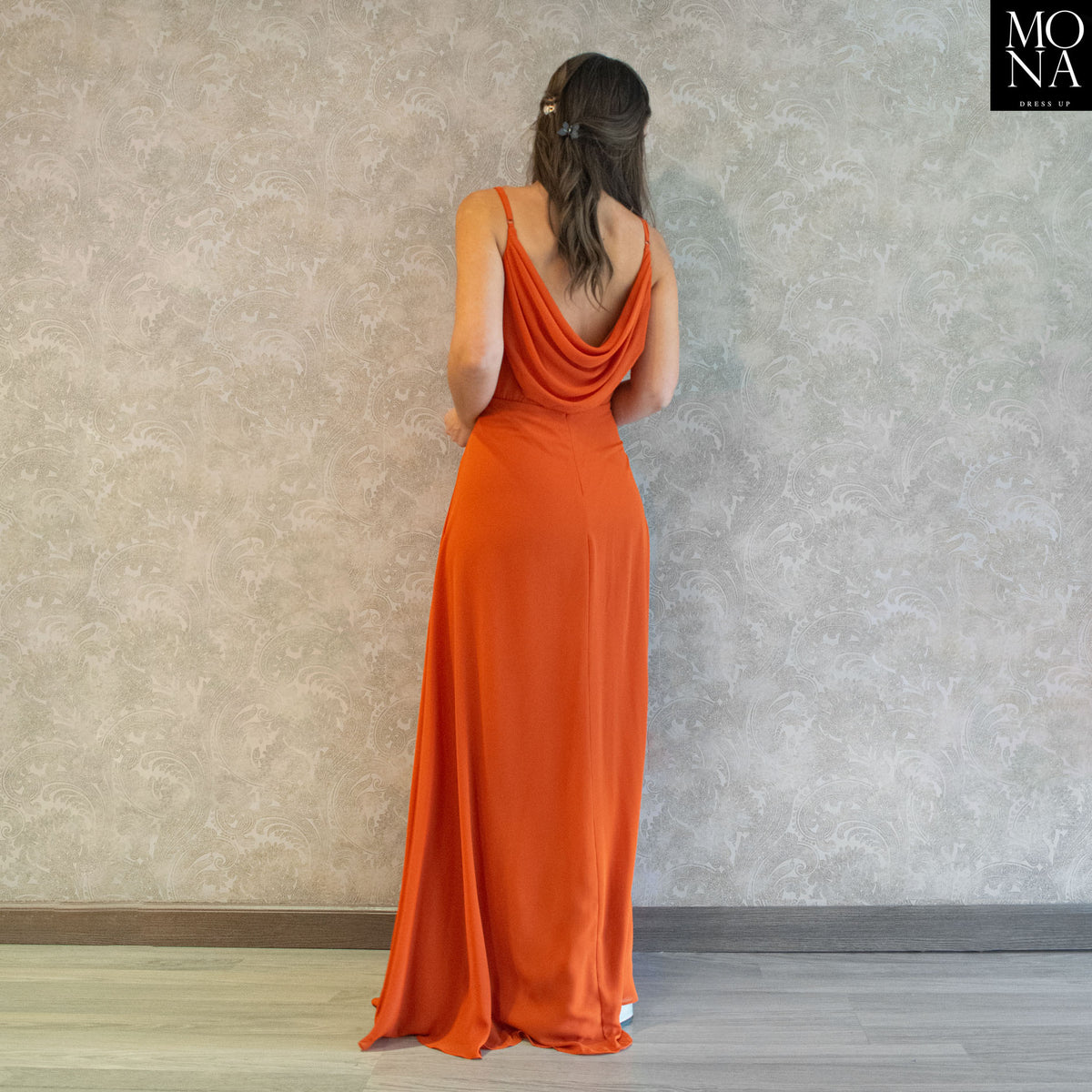 Vestido largo Lia naranjo, foto 2 de 6