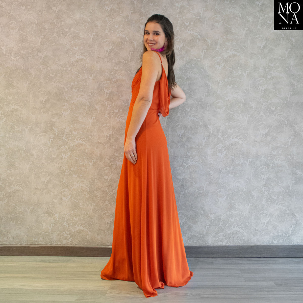Vestido largo Lia naranjo, foto 4 de 6
