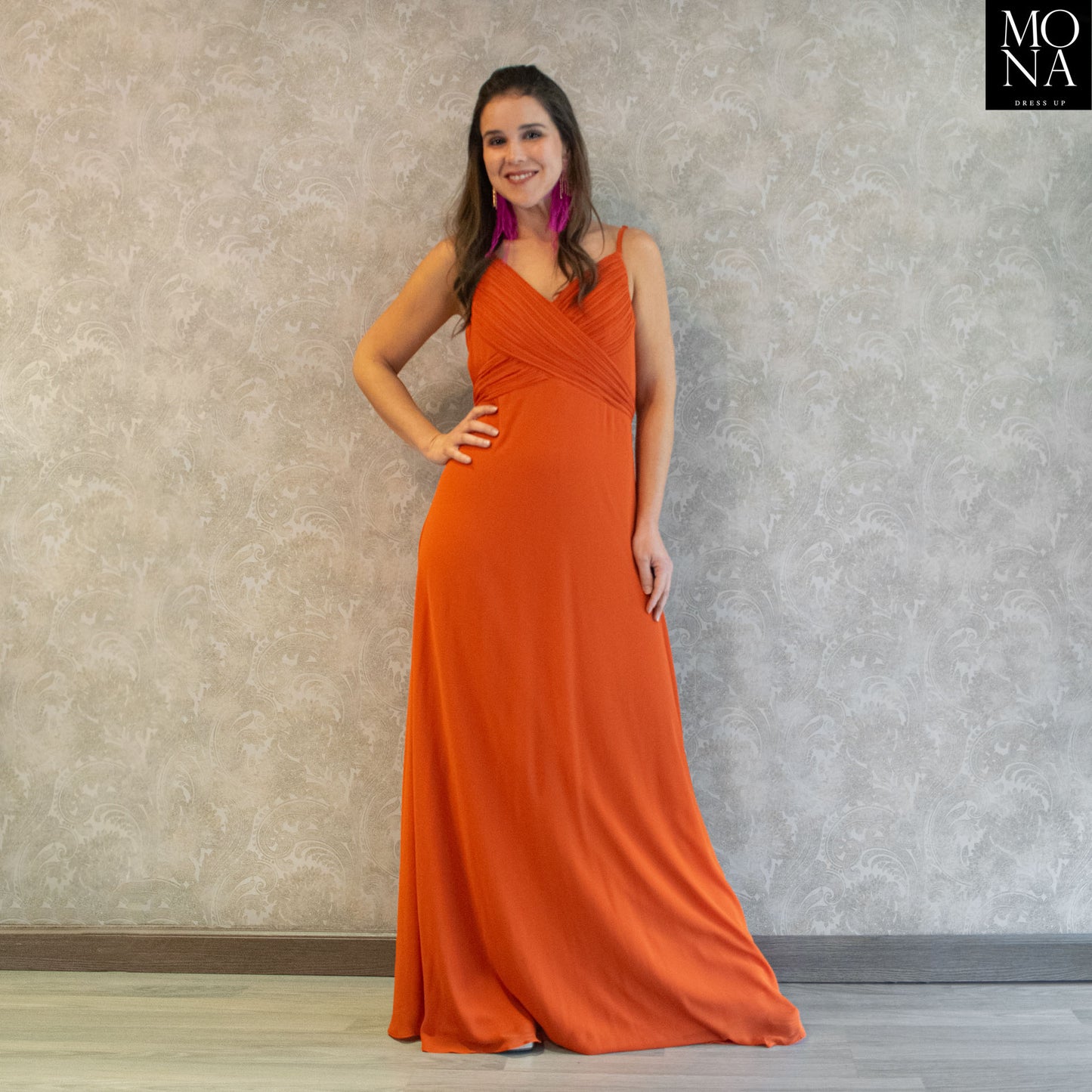 VESTIDO LARGO LIA NARANJO