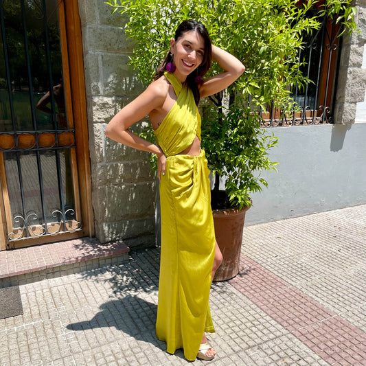 VESTIDO LARGO VALENTINA VERDE LIMA