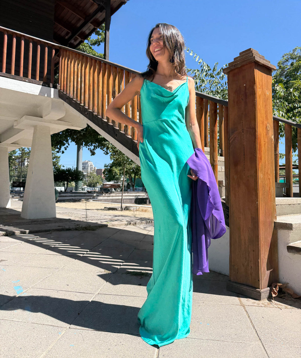 Vestido largo Tamara verde esmeralda