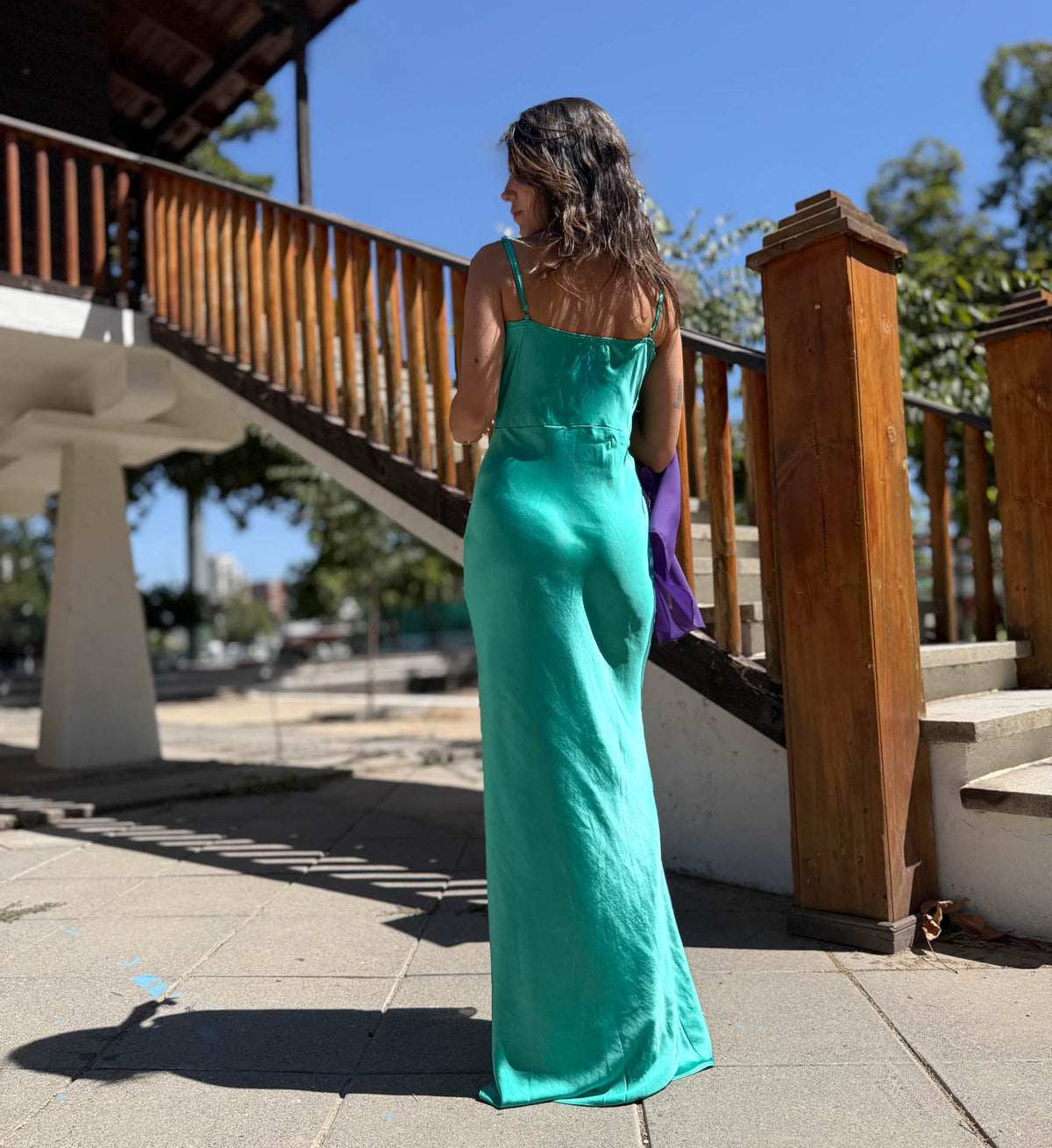 Vestido largo Tamara verde esmeralda, foto 2 de 9