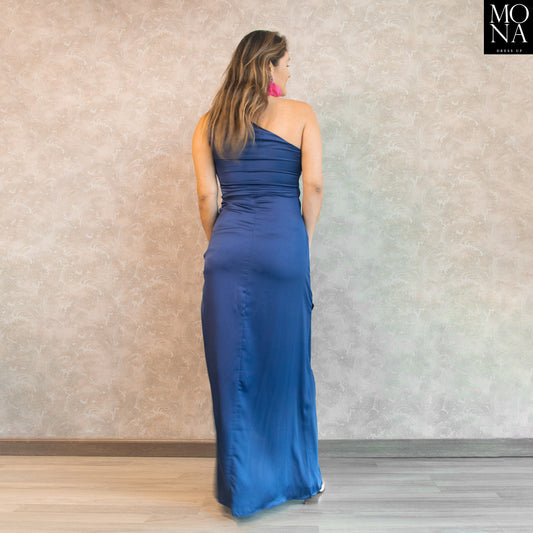 vestido largo azul marino