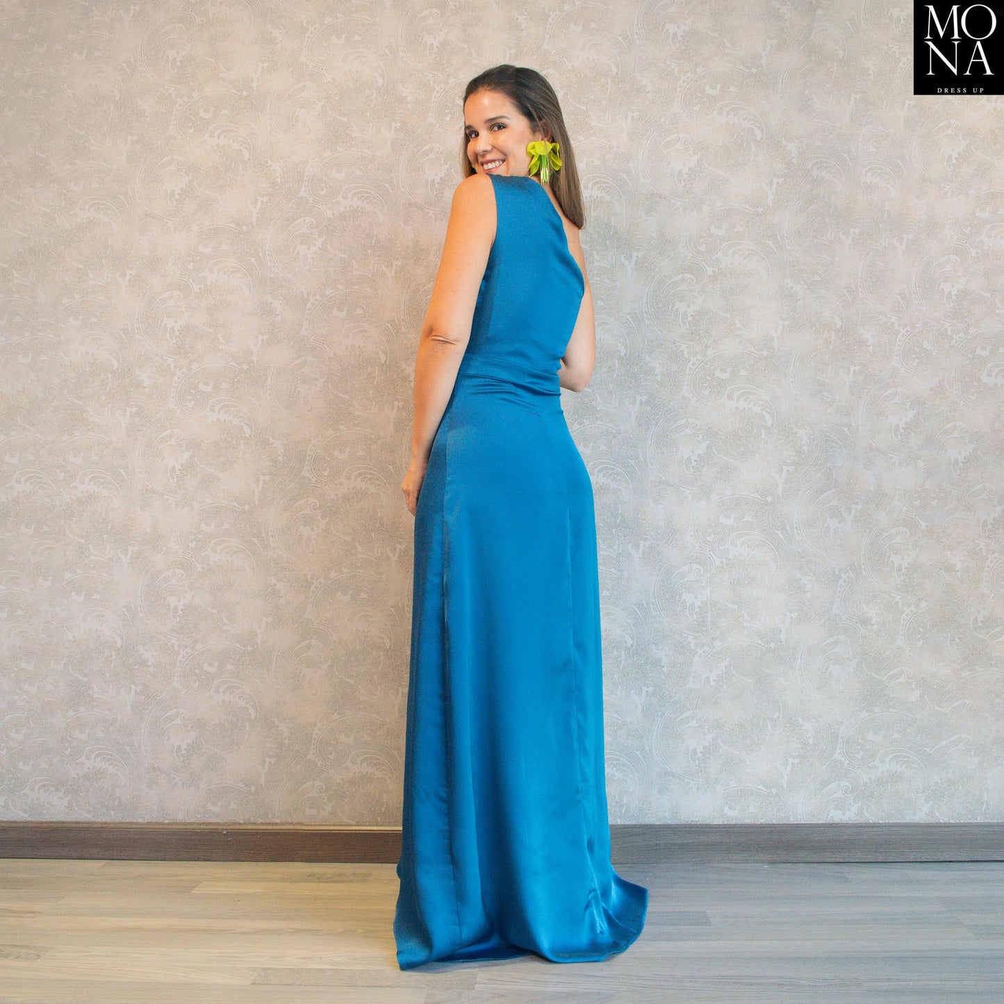 VESTIDO LARGO MAR TURQUESA OSCURO