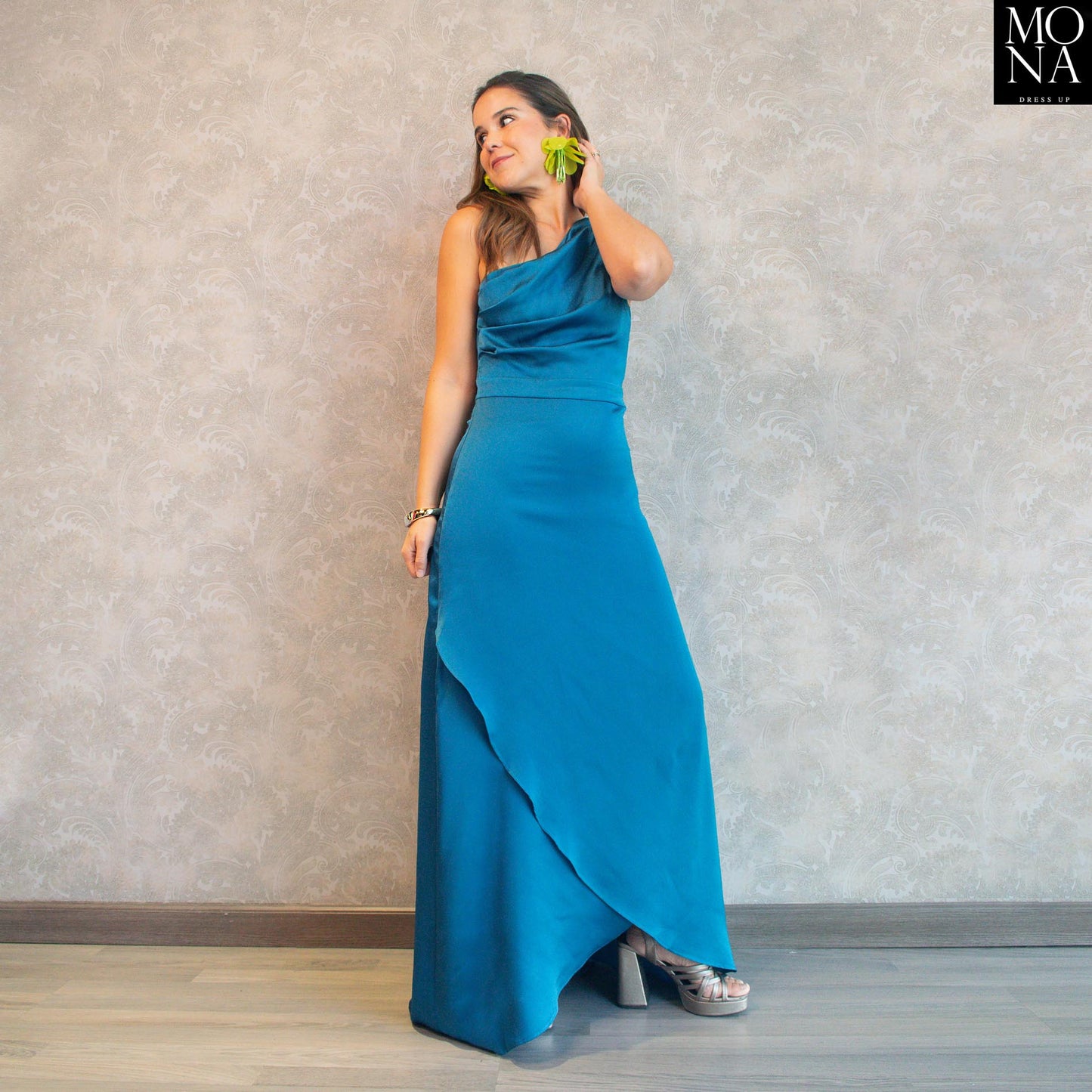 VESTIDO LARGO MAR TURQUESA OSCURO