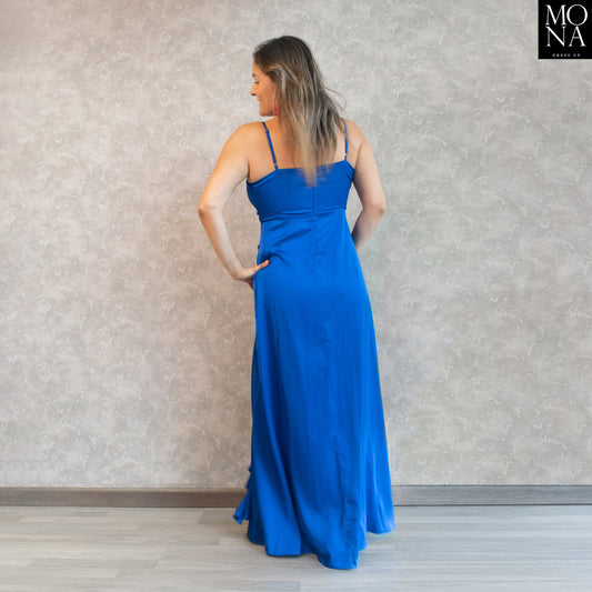 vestido largo azul azulino