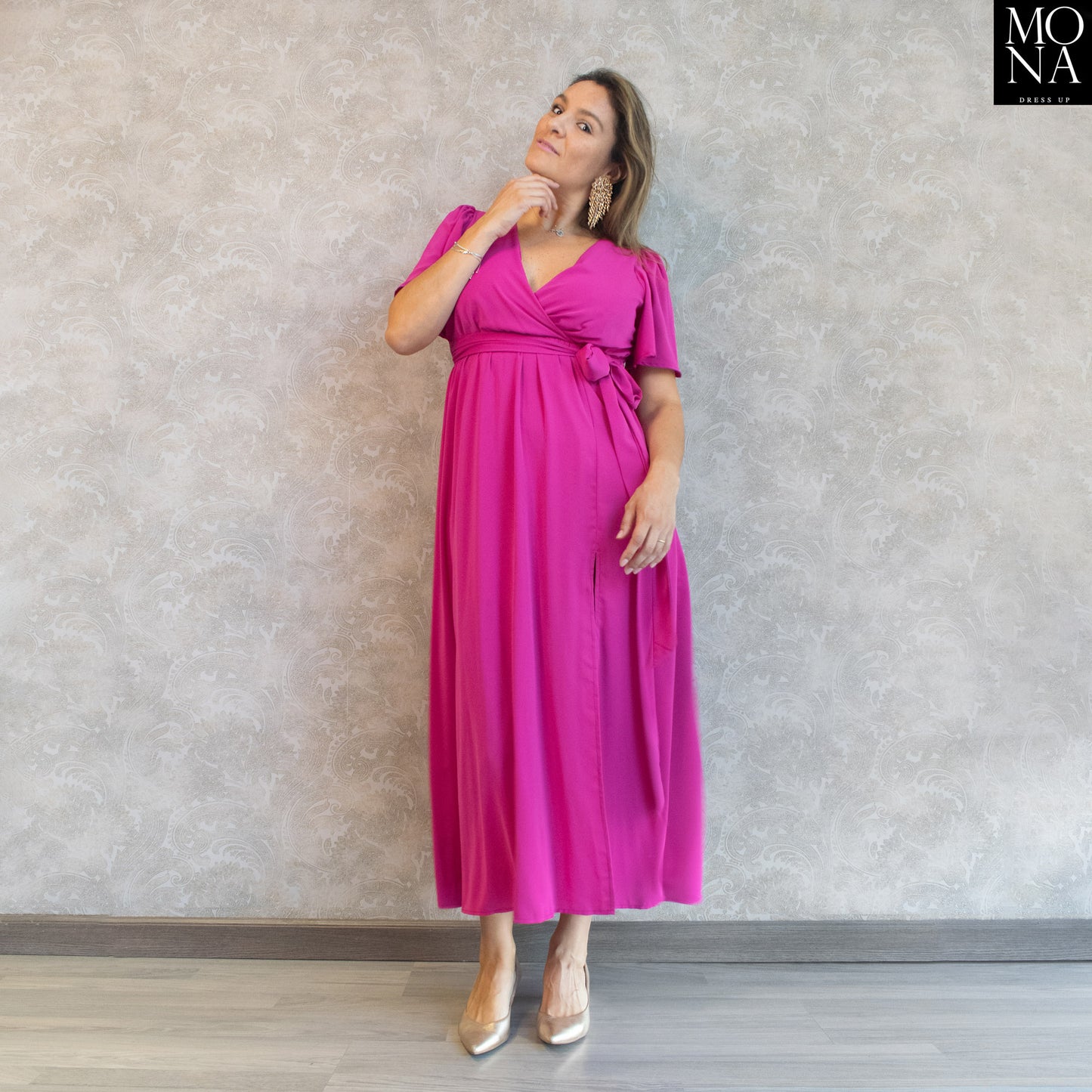 VESTIDO LARGO MARA FUCSIA