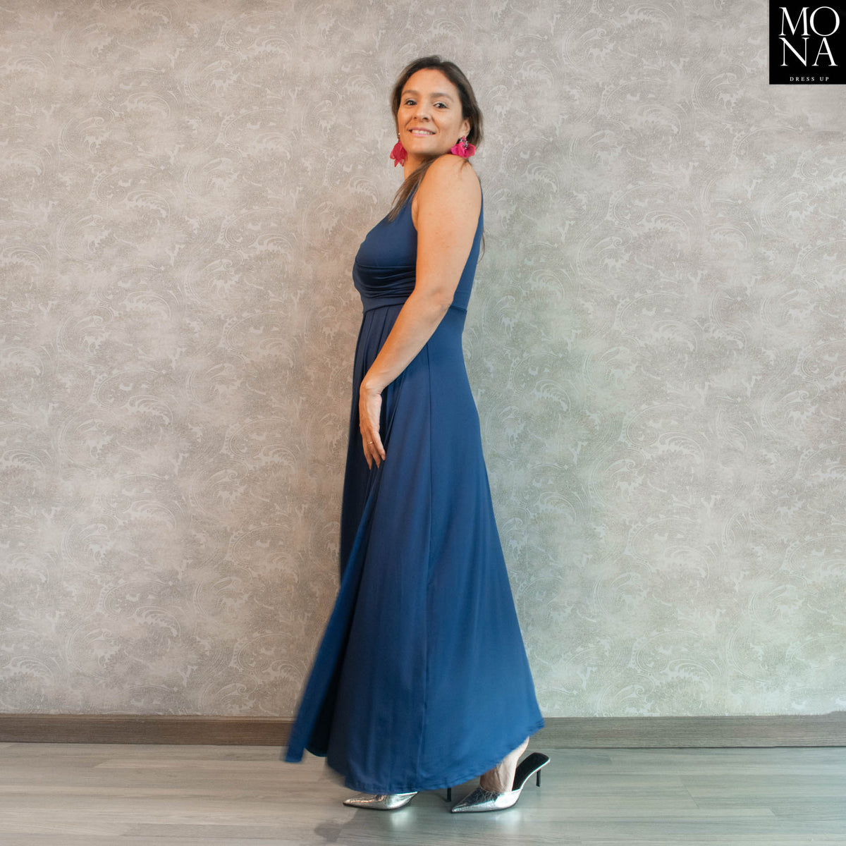 Vestido largo Lorenza azul marino
