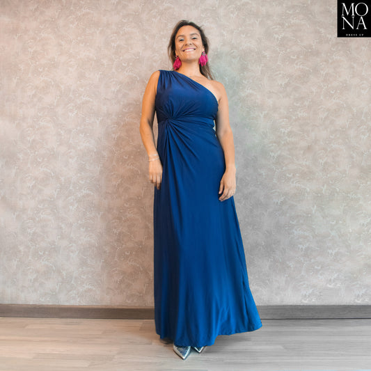 vestido largo azul marino