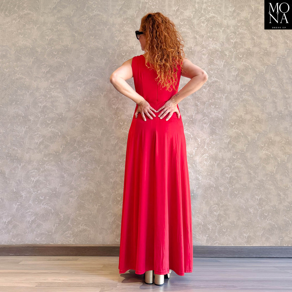 Vestido largo Lorenza rojo, foto 2 de 4