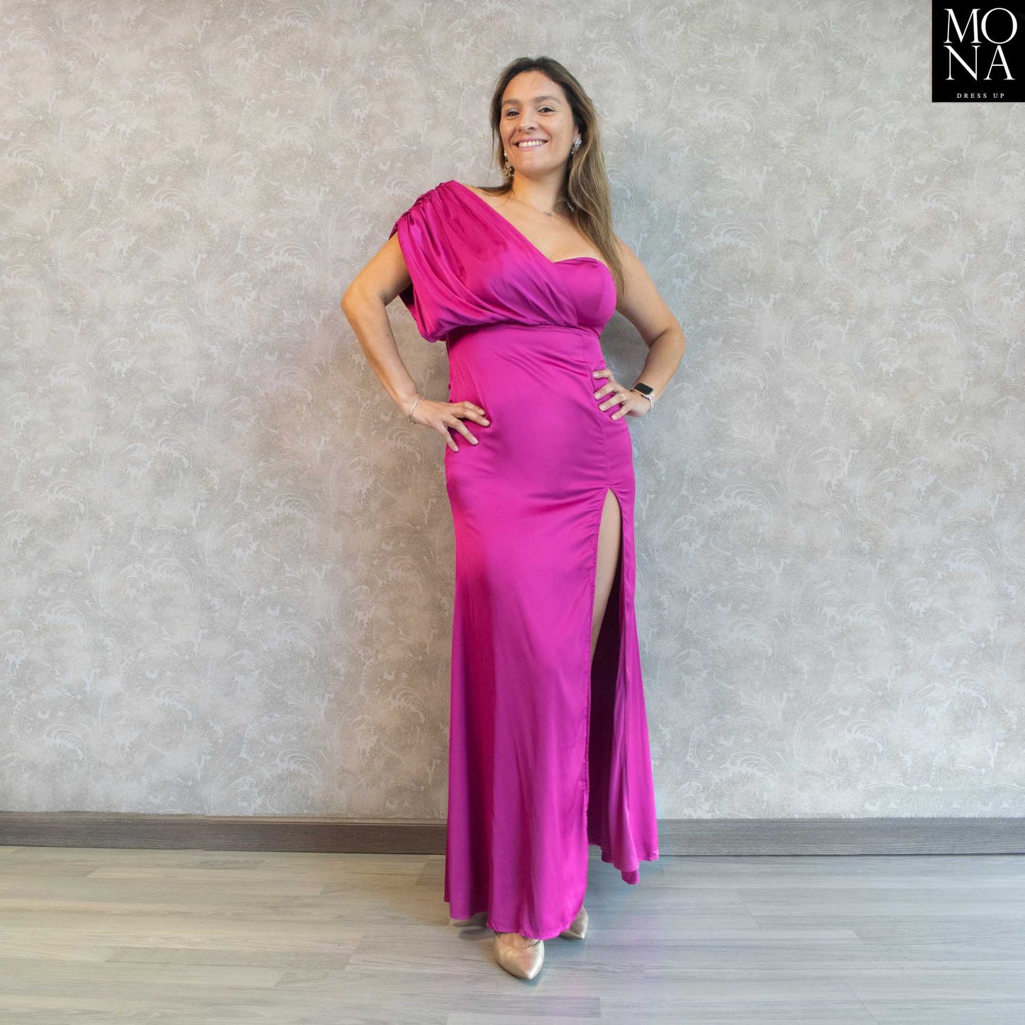 VESTIDO LARGO CAMELIA FUCSIA