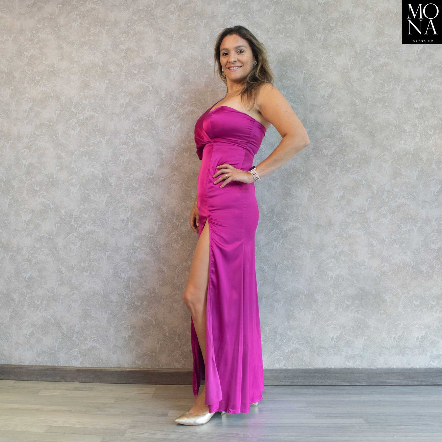 VESTIDO LARGO CAMELIA FUCSIA