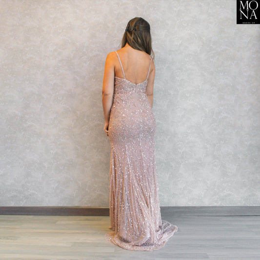 VESTIDO LARGO BERNARDITA NUDE