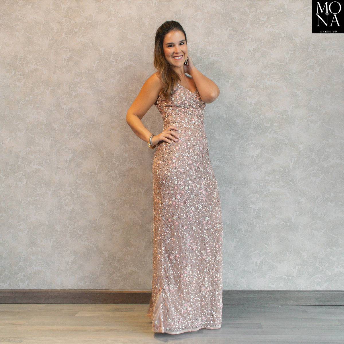 Vestido largo Jacinta nude, foto 4 de 6