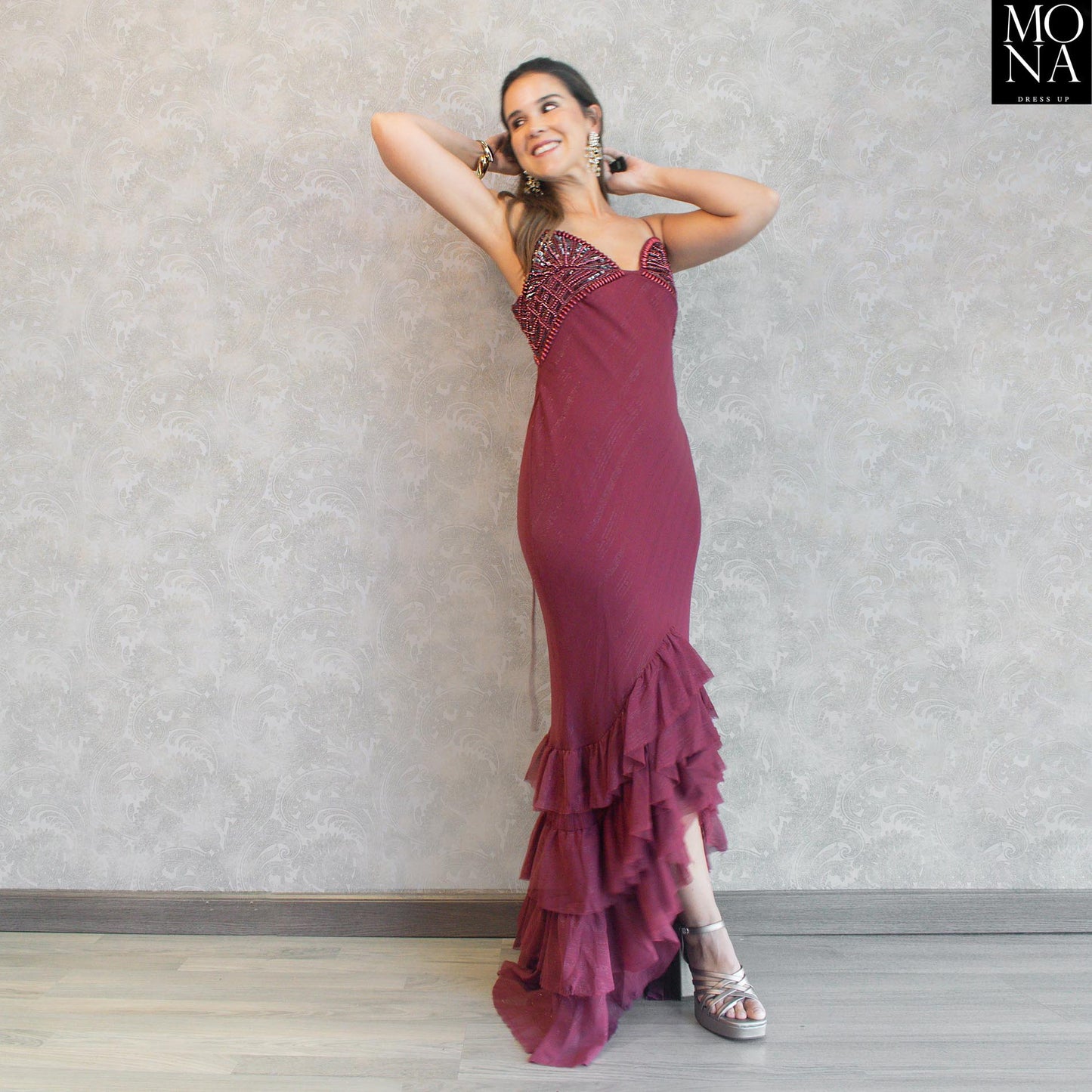 VESTIDO LARGO ODETA BURDEO