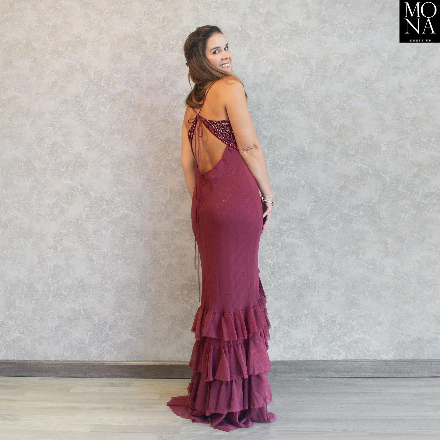 VESTIDO LARGO ODETA BURDEO