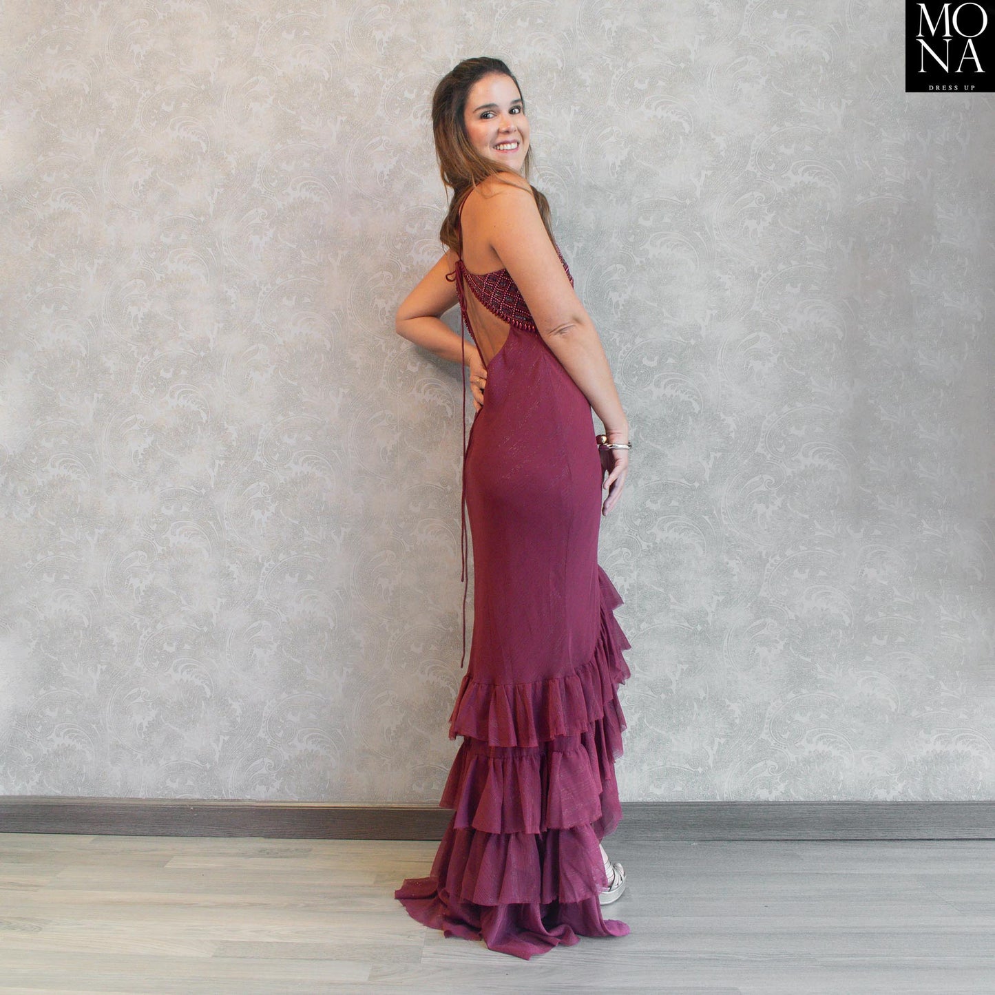 VESTIDO LARGO ODETA BURDEO