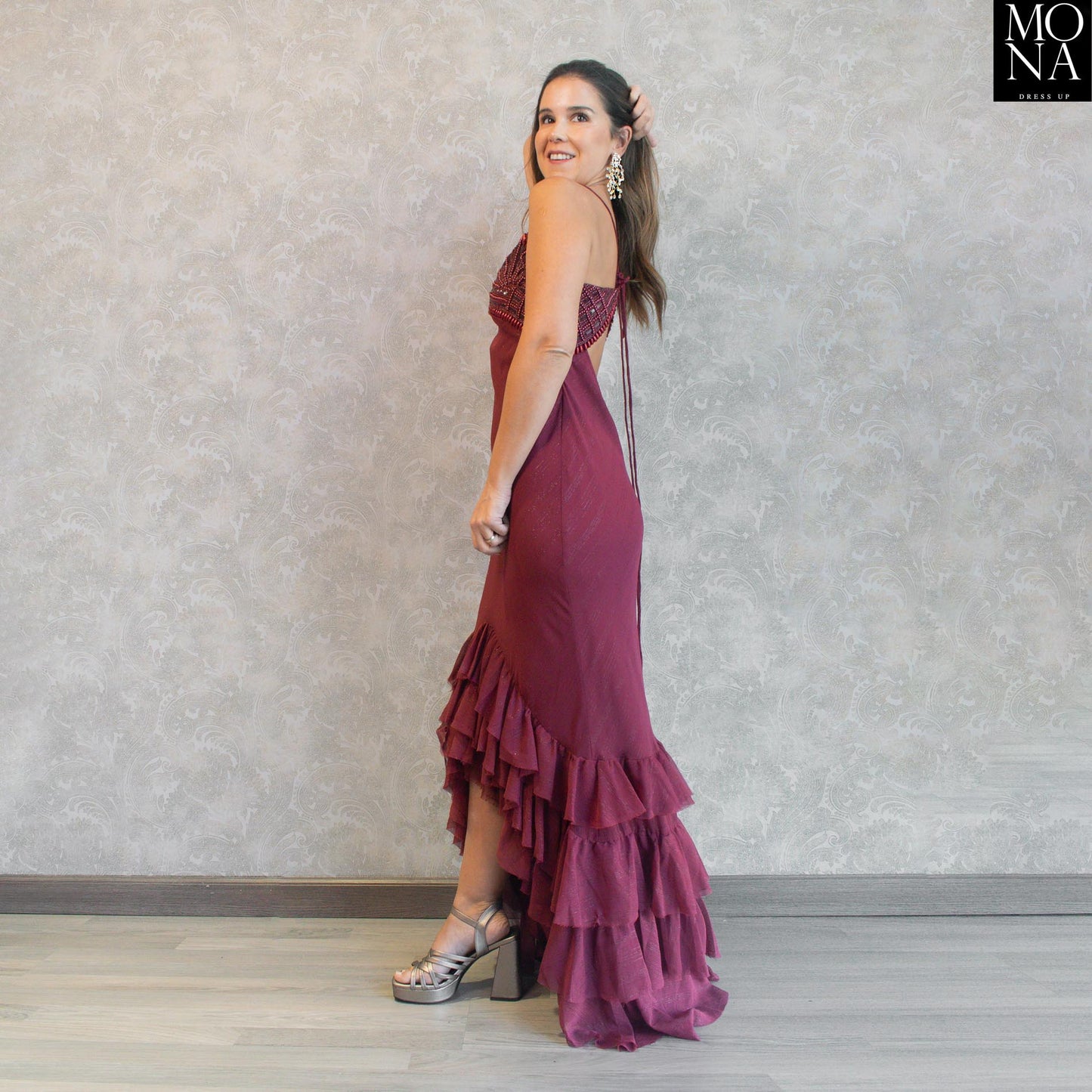 VESTIDO LARGO ODETA BURDEO