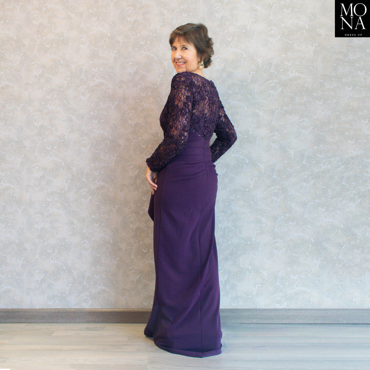 Vestido largo Victoria morado, foto 4 de 5
