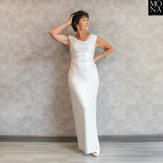 VESTIDO LARGO BETTINA PLATEADO