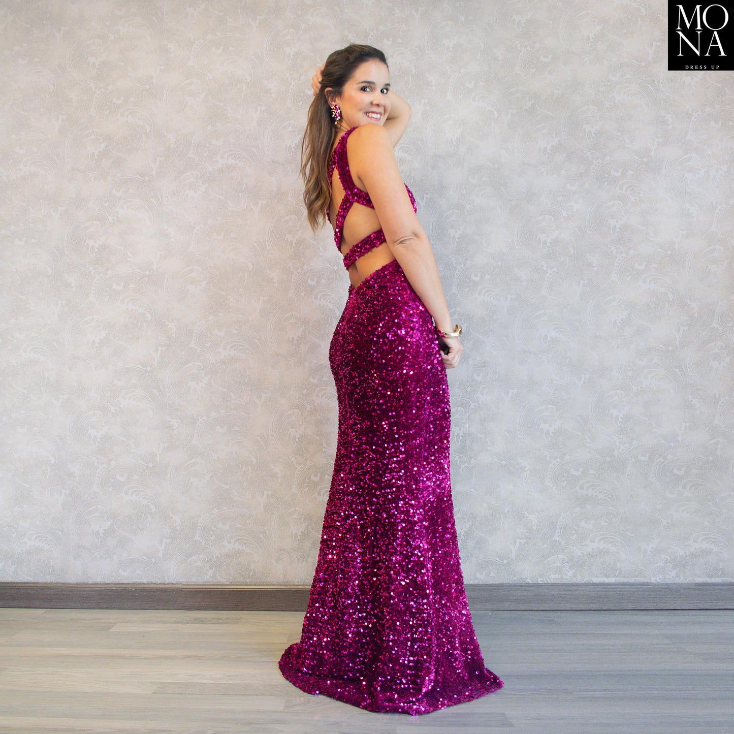 VESTIDO LARGO JOSEFA FUCSIA