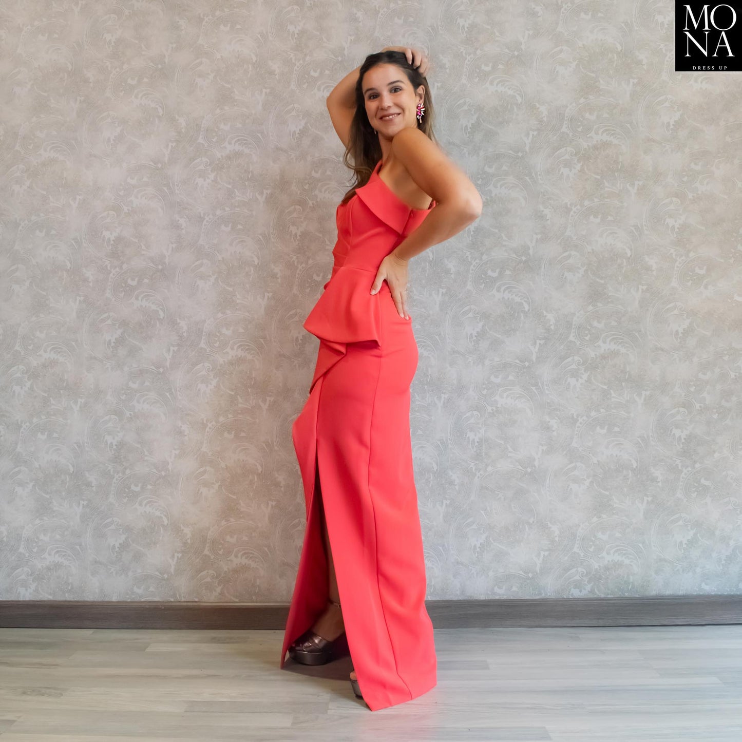 VESTIDO LARGO EUGENIA CORAL