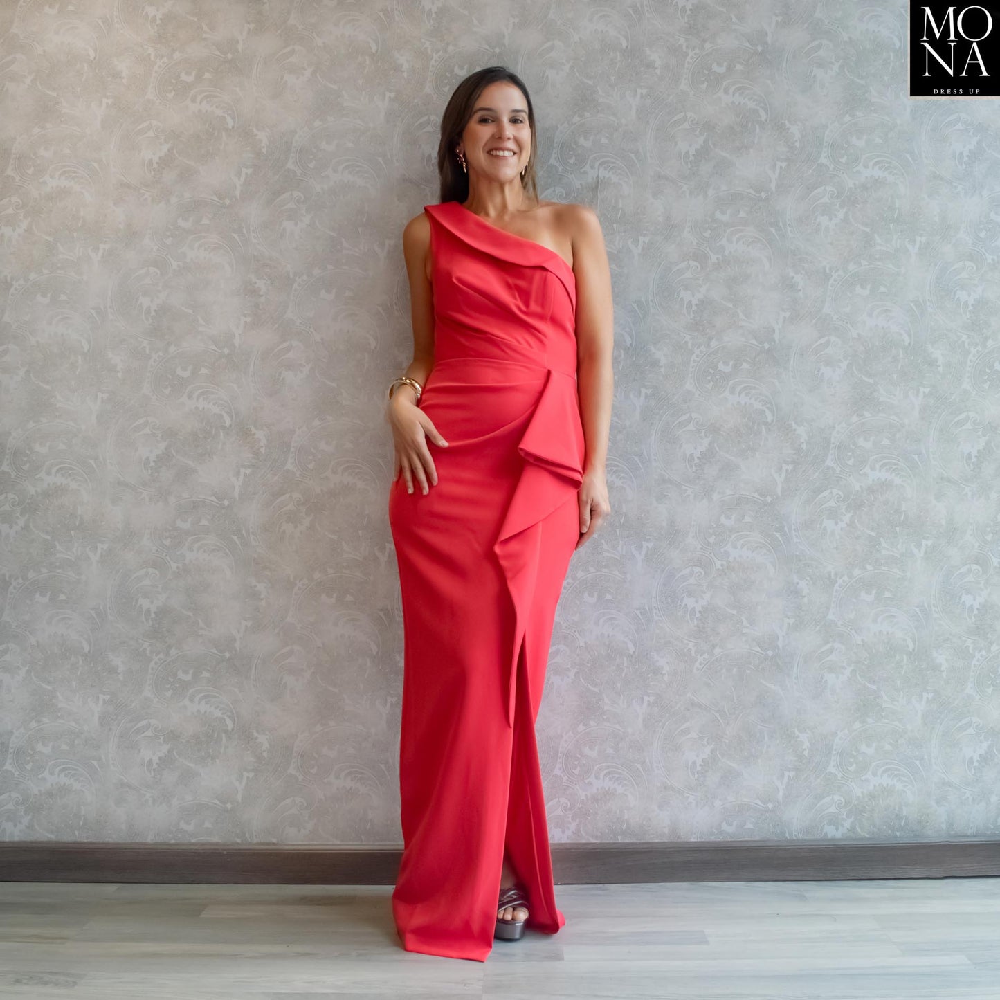 VESTIDO LARGO EUGENIA CORAL