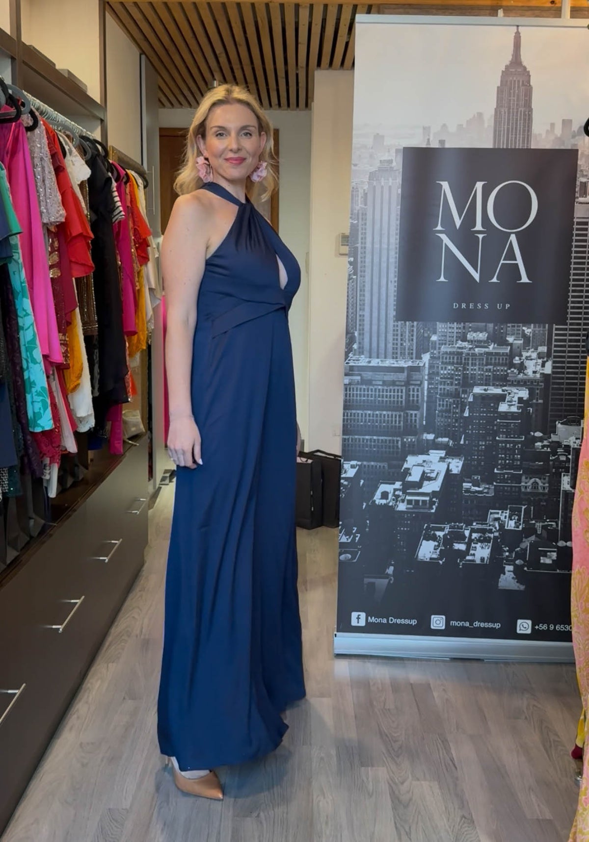 Vestido largo Aurelia azul marino, foto 2 de 4