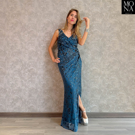 VESTIDO LARGO SIENA TURQUESA